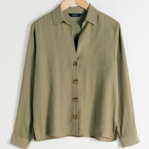 & Other Stories Olive Button-Up Shirt